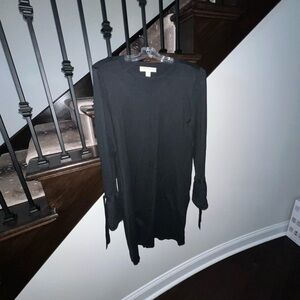 Black dress with bell tie sleeve